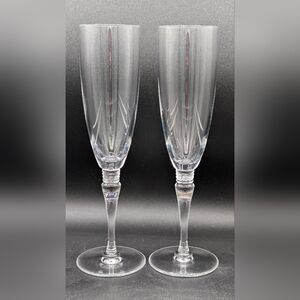 Pair (2) Saint Louis Grand Lieu Clear Champagne Crystal Glasses, Vintage